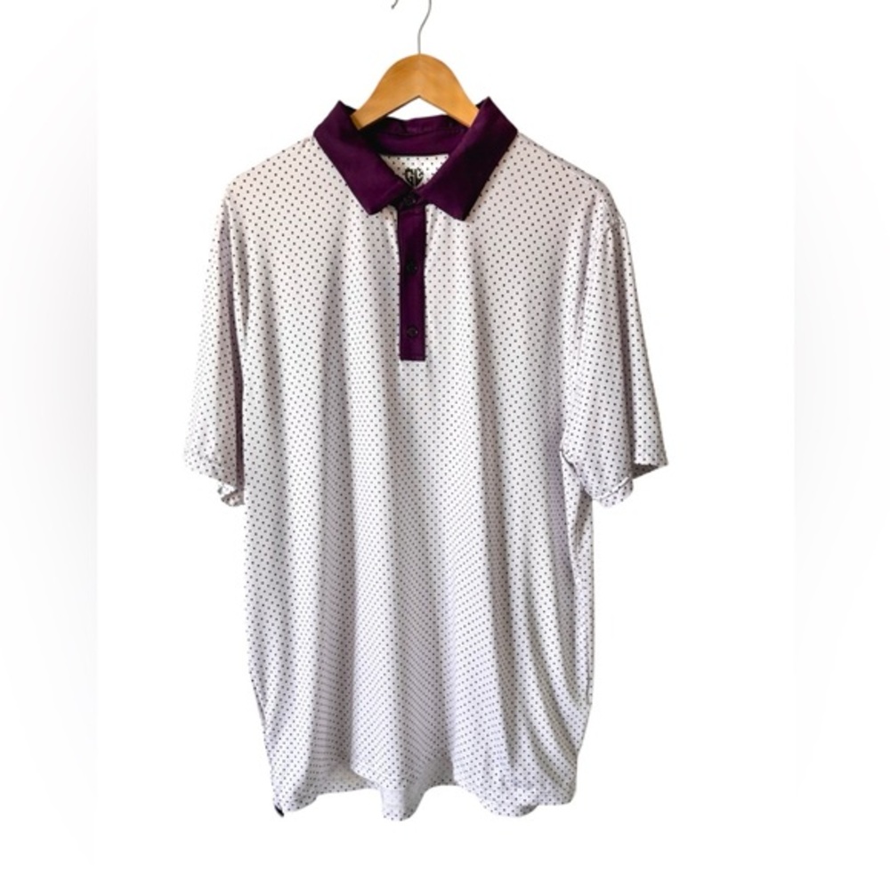 Graham Luxe Golf Polo XL White Eggplant‎ Dot Performance Shirt